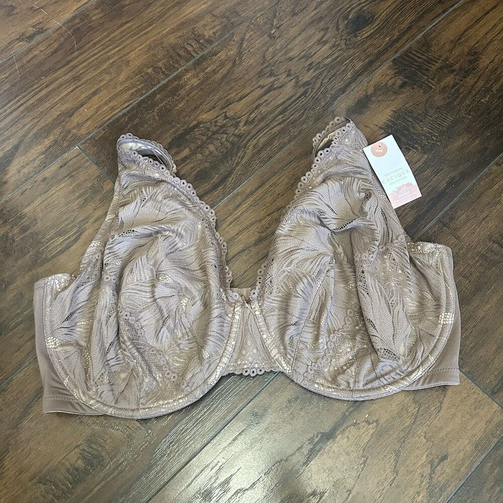 Cacique Women’s Bra 44G Unlined Full Coverage Underwire Brown Lace NWT